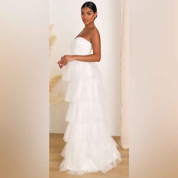 White Strapless Dress - Picture 5 of 6